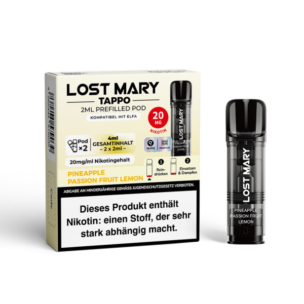 Lost Mary Tappo Pineapple Passionfruit Lemon 20mg Nikotin 2er Pack - Prefilled Pod