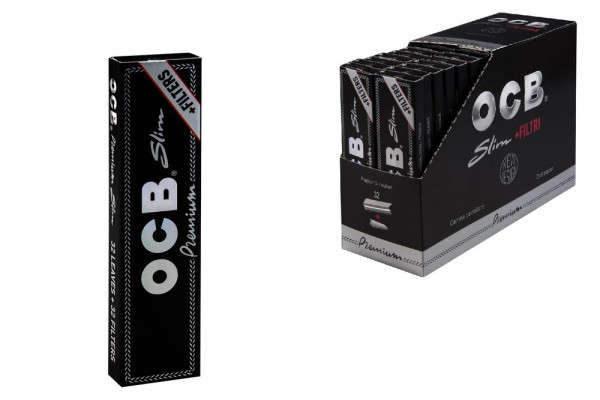 OCB Premium Slim + Tips, schwarz, 32 Blatt