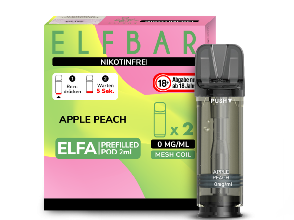 ELFBAR ELFA Apple Peach 0mg Nikotin 2er Pack