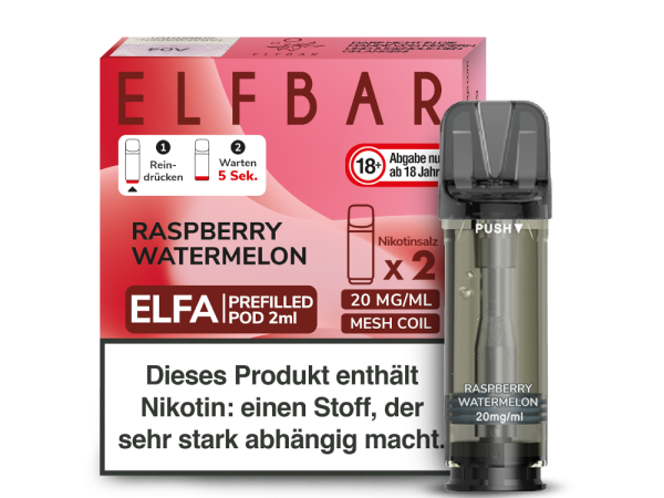 ELFBAR ELFA Raspberry Watermelon 20mg Nikotin 2er Pack