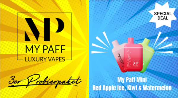 Probierpaket MyPaff Mini - 3er Pack - Watermelon, Kiwi & Red Apple Ice