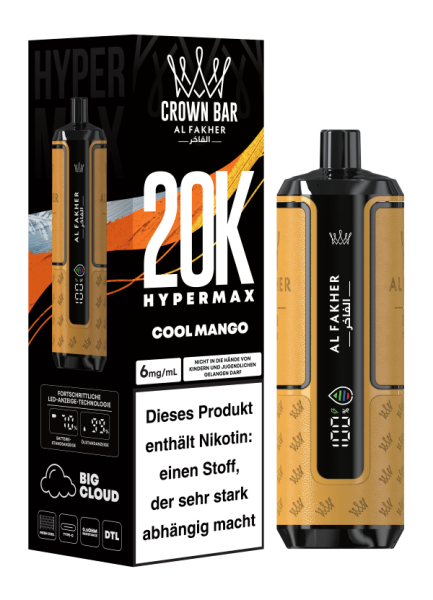 Al Fakher Hypermax 20000 - Cool Mango - 6mg Nikotingehalt