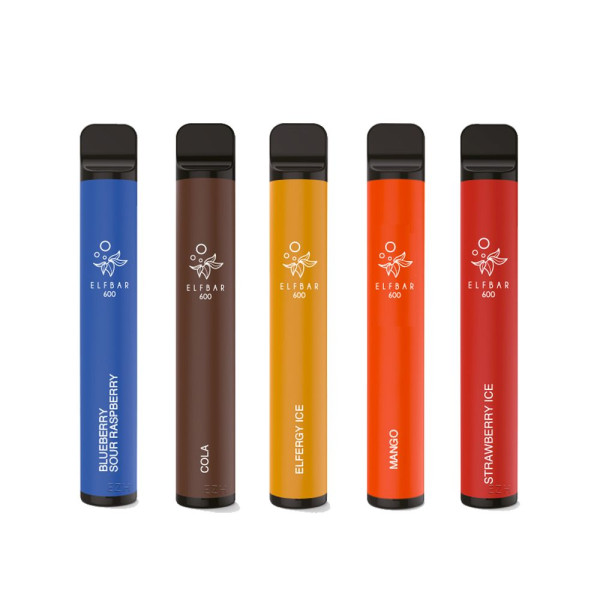 ELFBAR 600 Probierpaket mit Nikotin (Geschmack: Blueberry Sour Raspberry, Cola, Efergy Ice, Mango, S