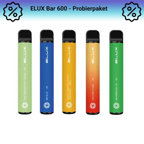 Elux Bar 600 Topseller Probierpaket mit Nikotin - 5 Stück